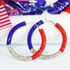 Independence Day Earrings with Sparkling Diamonds American Flag Colors Patriotic Colors Blocked Water Minimalist Earrings - Image 5