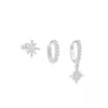 3PCS Unique Cubic Zircons Star Dangly Hoop Earrings Set for Women Tiny Stud Ear Cartilage Piercing 3 Holes Mismatched Jewelry - Image 18