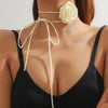 Imitation Pearl Choker Necklace with Lace-Up Bow Detail - Image 4