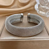 Greatera 18mm Wide Mesh Weave Stainless Steel Open Bracelet Simple Dense Line Embossed Chunky European American Bangle Jewelry - Image 7