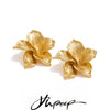 Stainless Steel Metal Flower Stud Earrings Pvd Plated Charm Statement Jewelry Accessories Gift - Image 1