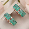 Rose Gold Color Rectangle Ice Crack Crystal Drop Earring For Women Wedding Cubic Zirconia Jewelry - Image 1