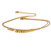 Stainless Steel Square Bead Chain Layered Anklet for Women Gold Color Statement Summer Sandy Beach Jewelry - Image 7