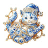 Christmas Enamel Brooch Vintage Blue White Porcelain Style Santa Snowman Cat Reindeer Lapel Pin Xmas Festive Badge CoatSweater - Image 8