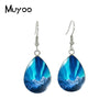 Northern Lights Tear drop Earring Aurora Borealis Fish hook Earrings Glass Cabochon Jewelry Handmade Items - Image 2