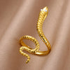 316L Gold Plated Stainless Steel Snake Rings For Women Men Open Adjustable Ring Vintage Gothic Aesthetic Jewelry - Image 5