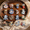 Christmas Enamel Brooch Vintage Blue White Porcelain Style Santa Snowman Cat Reindeer Lapel Pin Xmas Festive Badge CoatSweater - Image 1