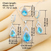 Sky Blue Water Drop Zirconia Silver Jewelry Sets for Women Earrings Necklace Pendant Ring Bracelet Wedding Gift - Image 2