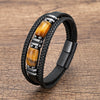 Tiger Eye Stone Men's Wristband Bracelet Hand-woven Multi-Layer Braided Leather Bangles Stainless Steel Jewelry - Image 7