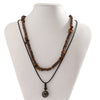 Vintage Wooden Beads Multilayer Necklace Men Brown Stone Pendant Amulet Punk Sweater Chain Accessories Jewelry Male Gift - Image 6