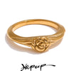 678# Stainless Steel Rose Flower Women Integrated Ring Gold Silver Color Jewelry Accessories Gift - Image 1