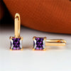 Red Zircon Square Stone Earrings Multicolor Crystal Hoop Earrings Antique Gold Color Engagement Earrings For Women Bride Jewelry - Image 9