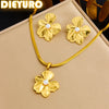 316L Stainless Steel Golden Exaggerated Large Flowers Inlaid Pearl Necklace Earrings Set For Women Jewelry Gift - Image 1