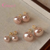 Elegant Pink Glossy Pearl Stud Earrings For Women Silver Earrings Wedding Party Geometric Jewelry Gift - Image 8