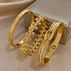 316L Stainless Steel Inlaid Zircon Star Twisted Flower Cuff Bracelet Bangle For Women Men Stackable Charm Jewelry - Image 5