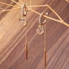 Long Tassel Drop Earrings with Clear Stone Details in Rose Gold-Tone - Image 3