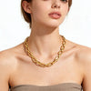 Chunky Gold Plated Link Necklace For Women, Stainless Steel Oval Thick Chain Choker Minimalist Jewelry Party Jewelry Gift - Image 2