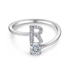 Silver Initial Rings for Women Girls, Adjustable Initial Rings Cubic Zirconia Stackable Alphabet Letter Rings Gift - Image 14