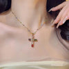 Rotatable Crown Rhinestone Cross Choker Necklace Earrings Rings for Women Minimalist Cross Chain Christian Jewelry Prayer Gift - Image 12