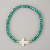 Beaded Bracelet with Cross Charm and Multiple Color Styles - Image 5