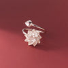 Silver Lotus Flower Adjustable Rings For Women Wedding Engagement Jewelry Accessories Jewellery - Image 5