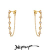 Green White Cubic Zirconia Chain Drop Earrings Gold Color Stainless Steel Pvd Plated Chic Jewelry - Image 1