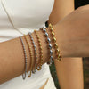 2mm-5mm Oval Beaded Bracelet Stackable, Gold Plated Stainless Steel Chain Bangle for Women - Image 1