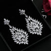 Zircons Marquise Cluster Flower Shape Cubic Zirconia Long Dangle Drop Earrings for Brides Wedding Party Jewelry - Image 14