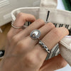 Silver Rings Couples Accessories Vintage Twist Design Round Shape Geometric Thai Silver Jewelry - Image 5