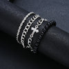 4Pcs/Set Punk Cross Beads Chain Bracelets For Men Simple Gold Silver Black Color Bracelets Sets Hip Hop Jewelry Gift - Image 2
