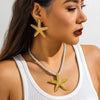 IngeSight.Z Exaggerated Big Starfish Pendant Necklace Women Punk White Thick Rope Chain Choker Necklace Party Jewelry Gift - Image 3
