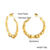 Punk Golden Plated Stainless Steel Reticulate Rhombus Hoops Earrings For Women Anti-Allergic Temperament Jewelry - Image 29