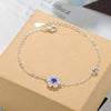 Silver Color Cherry Blossom Flower Cubic Zirconia Stone Jewelry Sets for Women Floral Necklace Bracelet Earring Ring Wedding Set - Image 9
