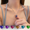 Thermochromic Mood Monitor Heart Pendant Necklace Color Change As Emperature Women Girls Clavicle Chain Necklaces Lover Jewelry - Image 1