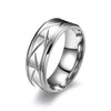 Men’s Silver Color Black Stainless Steel Ring Groove Multi-Faceted Ring for Men Women Engagement Ring Anniversary Gifts - Image 5