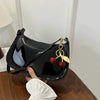 Women's PU Leather Handbag Versatile Color Cherry Pendant Shoulder Bag Casual Commuting Bag Underarm Bag - Image 8