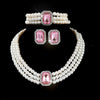 Imitation Gem Pearl Jewelry Set Multi-layer Bead Bead Necklace Earring Necklace Bracelet Set White Pearl Matching Jewelry - Image 5