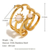 Exaggerated Three Layers Moon Sun Theme Opening Ring Gold Plated Stainless Steel Women Chic Jewelry - Image 7