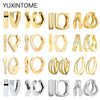 Silver Needle Double Circle Zirconia Earrings For Women Minimalism Vintage Geometry Hoop Earrings Jewelry - Image 1