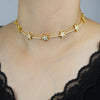Iced Out Star Bar Link Chain Necklace Tennis Chain Paved Tiny Sparking Shiny CZ Stone Charm Choker For Women Jewelry - Image 4