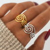 Stainless Steel Spiral Adjustable Open Rings for Women Gold Plated Ladies Jewelry for Vacation Etc - Image 1