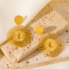 316L Stainless Steel Exaggerated Golden Flower Dangle Earrings For Women Jewelry Gift Party - Image 3