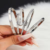 Stainless Steel CZ Bangle Bracelet for Women Silver Plated Clover Open Cuff Bangles No Fade Jewelry - Image 1