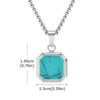Turquoise Pendant Necklace for Men, Stainless Steel Box Chain Geometric Square Compass Stone Vintage Jewelry Gift - Image 13