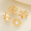4Pcs/Set Gold Color Imitation Pearl Flower Chunky Rings Set For Women Exaggerated Metal Hollow Geometric Ring Jewelry - Image 5