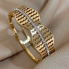 Stainless Steel Zircon Creative Bangles Bracelets For Women Bowknot Leaf Twist Wristband Wide Jewelry - Image 13