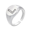 silver color A-Z Initial Signet Rings For Women Men Statement Ring 26 letters women adjustable rings - Image 20