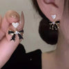 French Retro Romantic Zircon Heart Bow Pendant Dangle Earrings Jewelry Wedding Party Accessories For Women's - Image 12