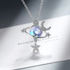 Silver Gradient Moonstone Star Moon Universe Diamond Zircon Women's Clavicle Pendant Necklace (40cm+3.5cm) - Image 4