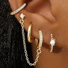 4PC Chain Huggie Earring Set For Women Flower Tragus Hoop Earrings Bulk Cartilage Piercing Helix Jewelry Lobe Earing Lot - Image 21